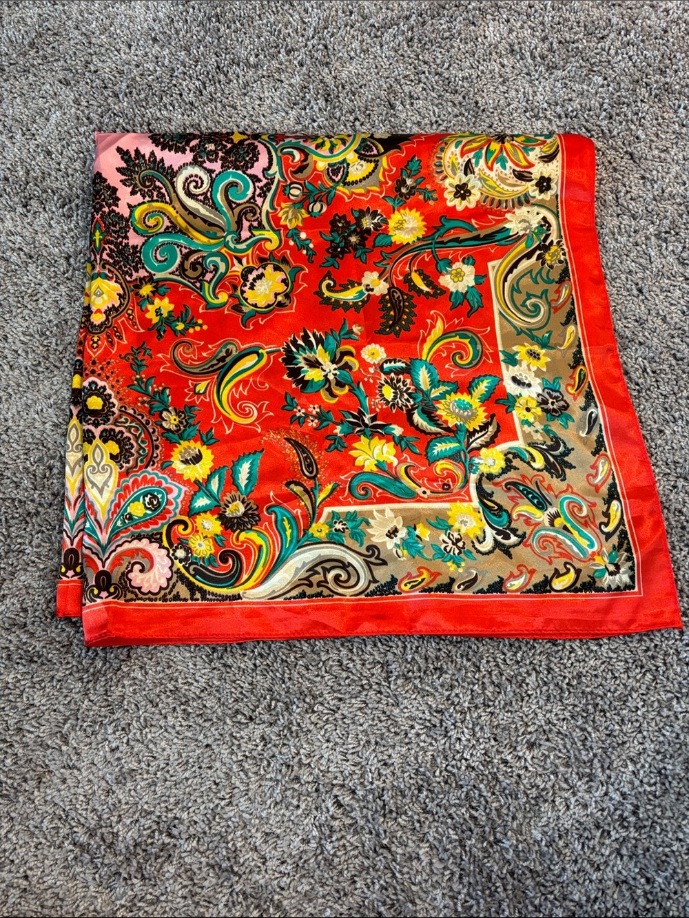 Red Pattern Silk Scarf